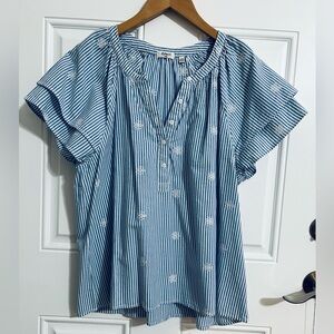 Dylan Blue and White Striped Blouse